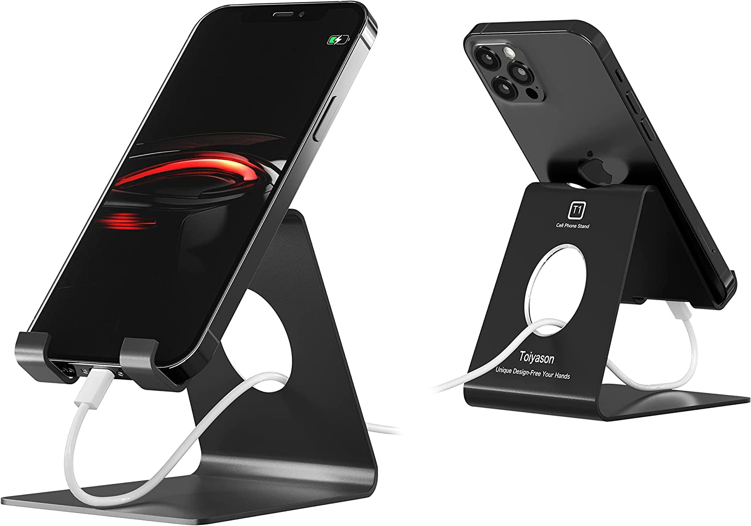 Cell Phone Stand Desk Phone Holder, Cradle, Dock, Compatible with All 4-8Inch Phones, Office Kitchen Traveling Accessories T1 Rose Gold